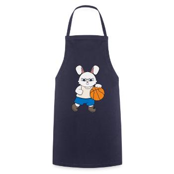 Basketball Enfants Lapin Drôles d’animaux | Sports | K - Tablier de cuisine - marine - Devant - AI Model Male 185 dark (185cm)