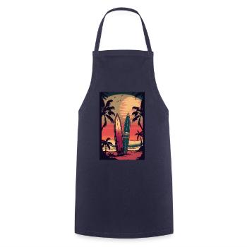 Style Rétro Surf - Tablier de cuisine - marine - Devant - AI Model Male 185 dark (185cm)