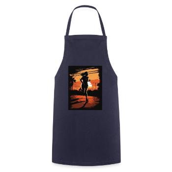 Runner Girl in the Sunset - Cooking Apron - navy - Front - AI Model Male 185 dark (185cm)