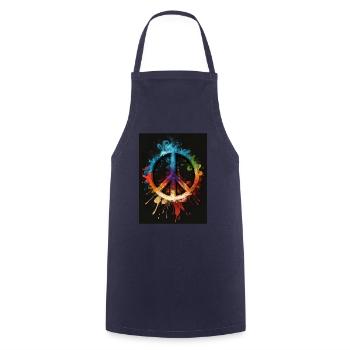 Colorful Peace Symbol - Cooking Apron - navy - Front - AI Model Male 185 dark (185cm)