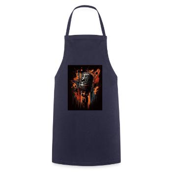 Microphone abstrait - Tablier de cuisine - marine - Devant - AI Model Male 185 dark (185cm)