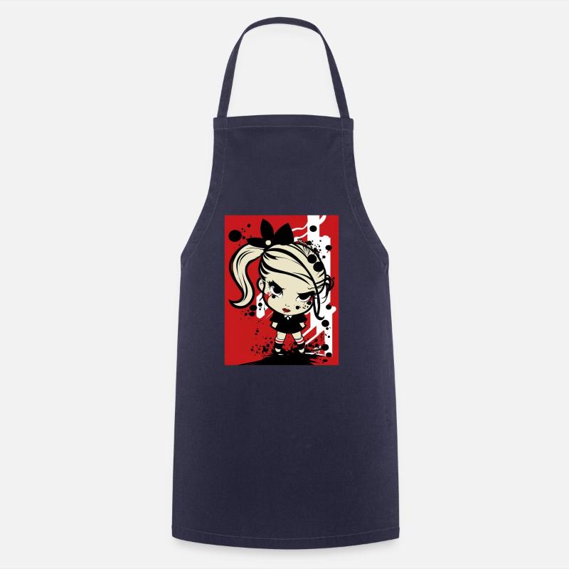 Pop-Art-Rebellenmädchen - Kochschürze - Navy