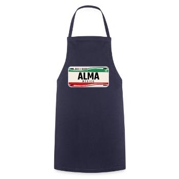 Alma Personalized Mexican Vehicle plates w name - Cooking Apron - navy - Front - AI Model Male 185 dark (185cm)