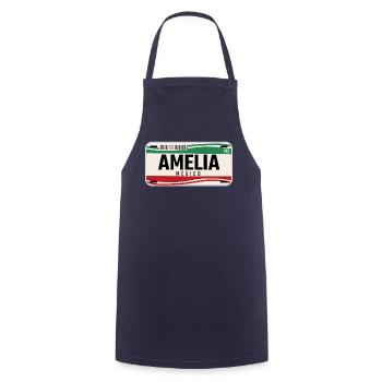 Amelia Personalized Mexican Vehicle plates w name - Cooking Apron - navy - Front - AI Model Male 185 dark (185cm)