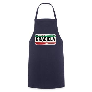 Graciela Personalized Mexican Vehicle plates w - Cooking Apron - navy - Front - AI Model Male 185 dark (185cm)