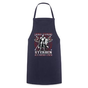 Better to die standing than to live kneeling, knights - Cooking Apron - navy - Front - AI Model Male 185 dark (185cm)