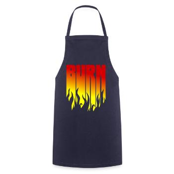 BURN - Schwarze Flammen - Flamme - Kochschürze - Navy - Vorne - AI Model Male 185 dark (185cm)