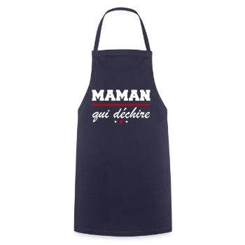 Maman qui déchire, super mère,famille, humour, fun - Tablier de cuisine - marine - Devant - AI Model Male 185 dark (185cm)