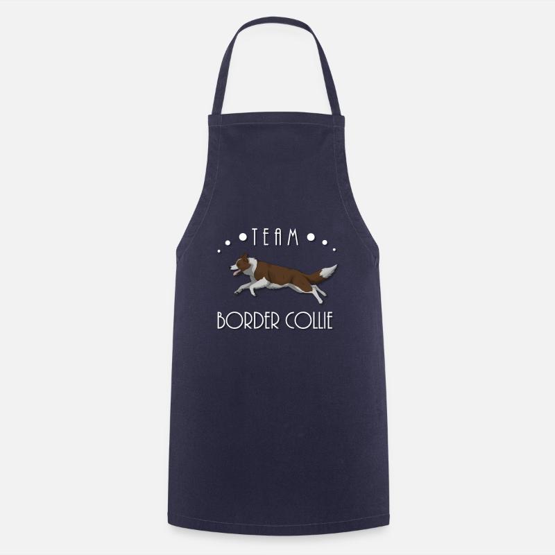 Team Border Collie - Red and White - Cooking Apron - navy