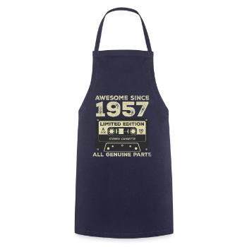 1957 Anniversaire Né En 1957 Vintage Rétro - Tablier de cuisine - marine - Devant - AI Model Male 185 dark (185cm)