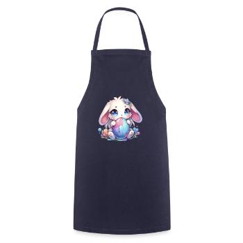 Charmant lapin Chibi avec des fleurs - Tablier de cuisine - marine - Devant - AI Model Male 185 dark (185cm)