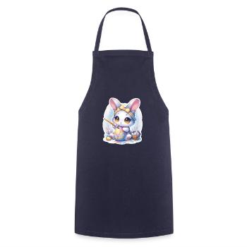 Sweet Chibi Bunny With Hair Band And Easter Eggs - Cooking Apron - navy - Front - AI Model Male 185 dark (185cm)