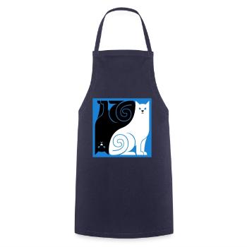 Schwarze Katze Weiße Katze - Kochschürze - Navy - Vorne - AI Model Male 185 dark (185cm)