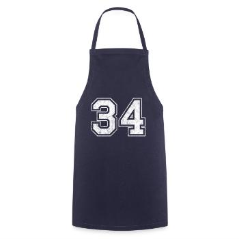 Number 34 - Cooking Apron - navy - Front - AI Model Male 185 dark (185cm)