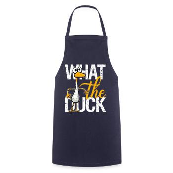 What the duck humorous quote quirky funny duck pun - Cooking Apron - navy - Front - AI Model Male 185 dark (185cm)