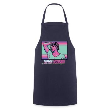 Captain Laserhawk Dolph Laserhawk In Pixel-Design - Cooking Apron - navy - Front - AI Model Male 185 dark (185cm)