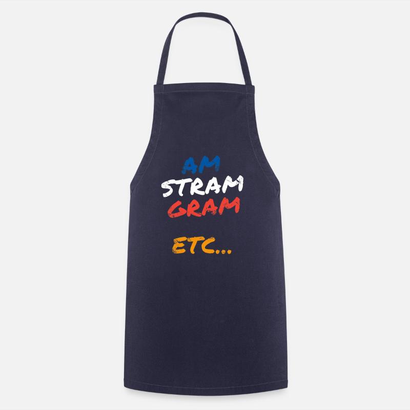 "Am Stram Gram etc..." - Cooking Apron - navy