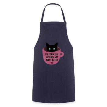 Katzen, Kaffee, Kaffeetasse, Katze,tasse - Kochschürze - Navy - Vorne - AI Model Male 185 dark (185cm)