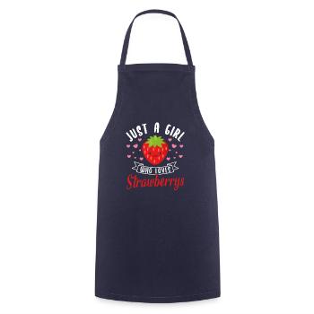 Fraises filles dames - Tablier de cuisine - marine - Devant - AI Model Male 185 dark (185cm)