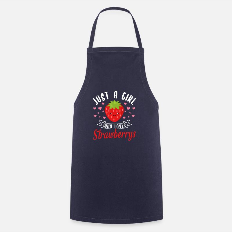 Erdbeeren Mädchen Damen - Kochschürze - Navy