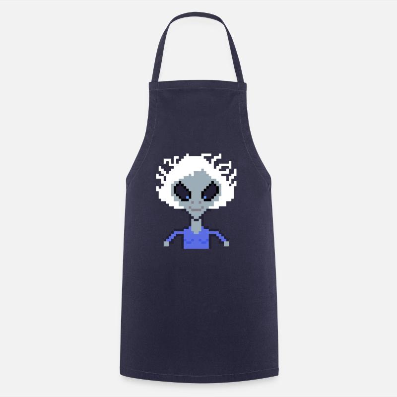 Pixel Alien "Smiling Girl" - Cooking Apron - navy