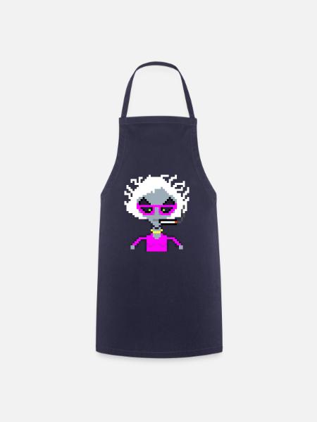 Pixel Alien "White Smoke" - Kochschürze - Navy