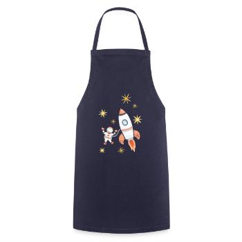 aquarelle spaceman - Tablier de cuisine - marine - Devant - AI Model Male 185 dark (185cm)