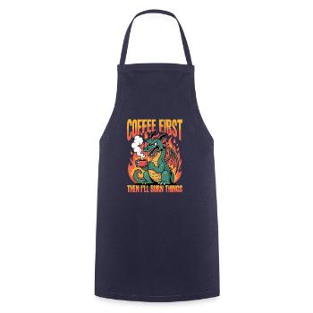 Dragon Coffee Mythical Creatures - Cooking Apron - navy - Front - AI Model Male 185 dark (185cm)