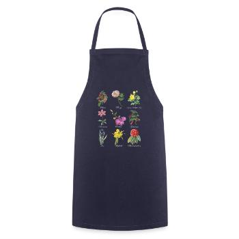 Vintage Botanical Floral Flower T-Shirt - Cooking Apron - navy - Front - AI Model Male 185 dark (185cm)