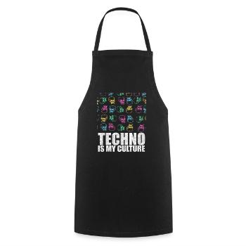 Techno Is My Culture Skull Design Gift - Cooking Apron - black - Front - AI Model Male 185 dark (185cm)