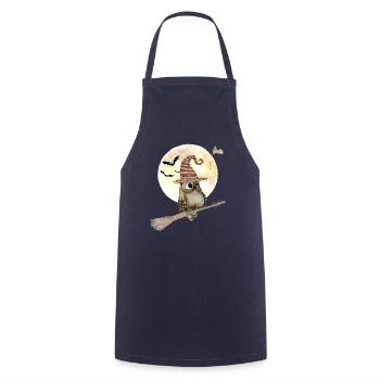 Halloween sorcières hibou avec chapeau de sorcière pleine lune - Tablier de cuisine - marine - Devant - AI Model Male 185 dark (185cm)
