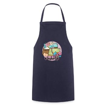 Backen Bäcker Bäckerin Bäckerei Konditorin Kuchen - Kochschürze - Navy - Vorne - AI Model Male 185 dark (185cm)