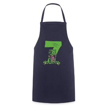 Children 7th Birthday 7 Years Dino Dinosaur - Cooking Apron - navy - Front - AI Model Male 185 dark (185cm)