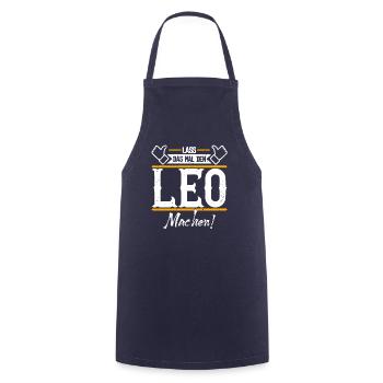 Leo Geschenkidee Geschenk Geburtstag - Kochschürze - Navy - Vorne - AI Model Male 185 dark (185cm)