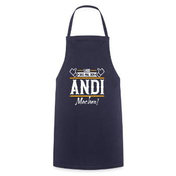 Andi Geschenkidee Geschenk Geburtstag - Kochschürze - Navy - Vorne - AI Model Male 185 dark (185cm)