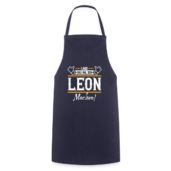 Leon Geschenkidee Geschenk Geburtstag - Kochschürze - Navy - Vorne - AI Model Male 185 dark (185cm)