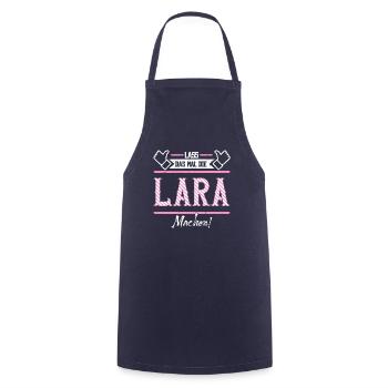 Lara Geschenkidee Geschenk Geburtstag - Kochschürze - Navy - Vorne - AI Model Male 185 dark (185cm)