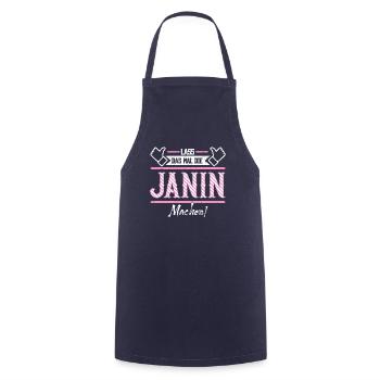 Janin Geschenkidee Geschenk Geburtstag - Kochschürze - Navy - Vorne - AI Model Male 185 dark (185cm)