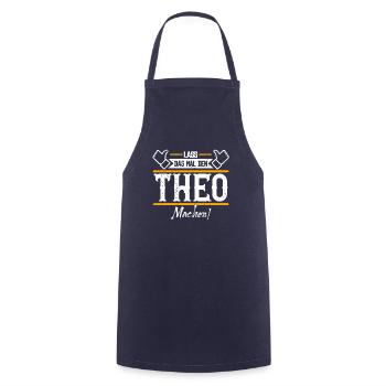 Theo Geschenkidee Geschenk Geburtstag - Kochschürze - Navy - Vorne - AI Model Male 185 dark (185cm)