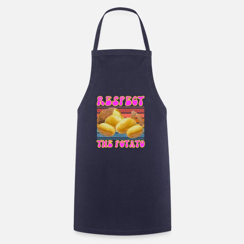 Respect The Potato Funny Root Vegetable Potatoes - Cooking Apron - navy