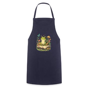 White Cottagecore Esthétique Mushroom Grenouille Lecture - Tablier de cuisine - marine - Devant - AI Model Male 185 dark (185cm)