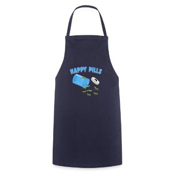 Happy Pills Lizards Funny Green Anole Lovers Humor - Cooking Apron - navy - Front - AI Model Male 185 dark (185cm)