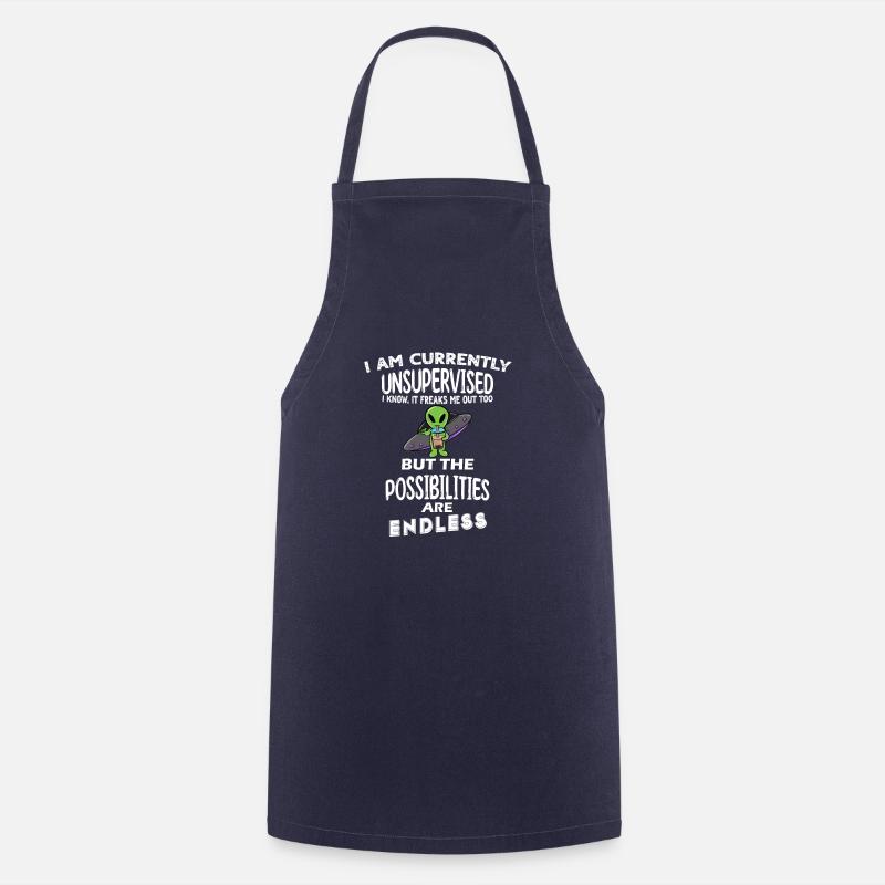 I am currently unsupervised - Cooking Apron - navy