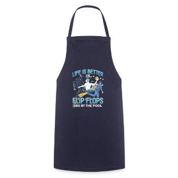 La vie est meilleure en tongs et au bord de la piscine - Tablier de cuisine - marine - Devant - AI Model Male 185 dark (185cm)