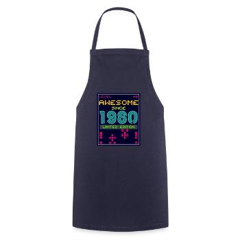 Awesome since 1980 limited edition - Cooking Apron - navy - Front - AI Model Male 185 dark (185cm)
