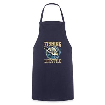 Fishing Lifestyle - Cooking Apron - navy - Front - AI Model Male 185 dark (185cm)