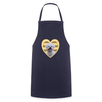 Bichon Frise - Dog Lover - Dog Heart - Cooking Apron - navy - Front - AI Model Male 185 dark (185cm)