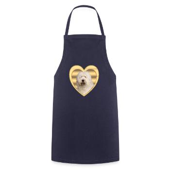 Bobtail - Dog Lover - Dog Heart - Cooking Apron - navy - Front - AI Model Male 185 dark (185cm)