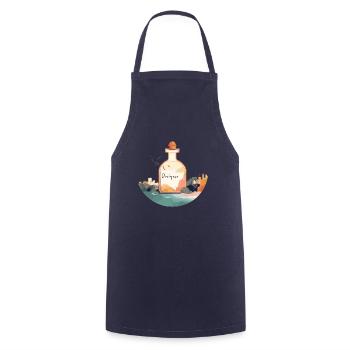 Perfume bottle "Unique" in a beautiful landscape - Cooking Apron - navy - Front - AI Model Male 185 dark (185cm)