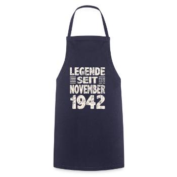 November 1942 Legende seit 81 Jahren Mann Frau - Kochschürze - Navy - Vorne - AI Model Male 185 dark (185cm)